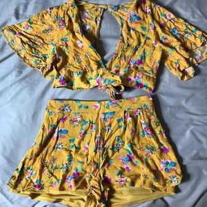 Charlotte Russe Yellow Matching Set size S